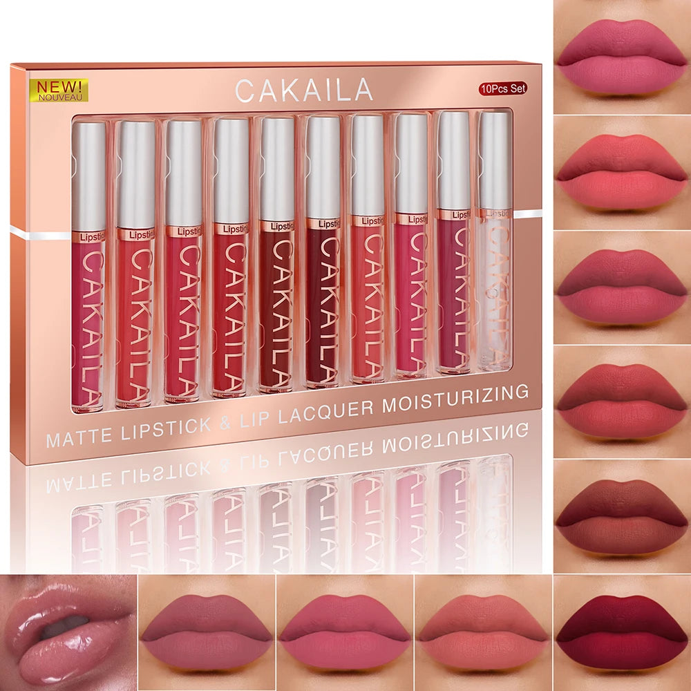 Matte Lipstick Lip Gloss Sets Long-Lasting Non-Fading Waterproof Non-stick