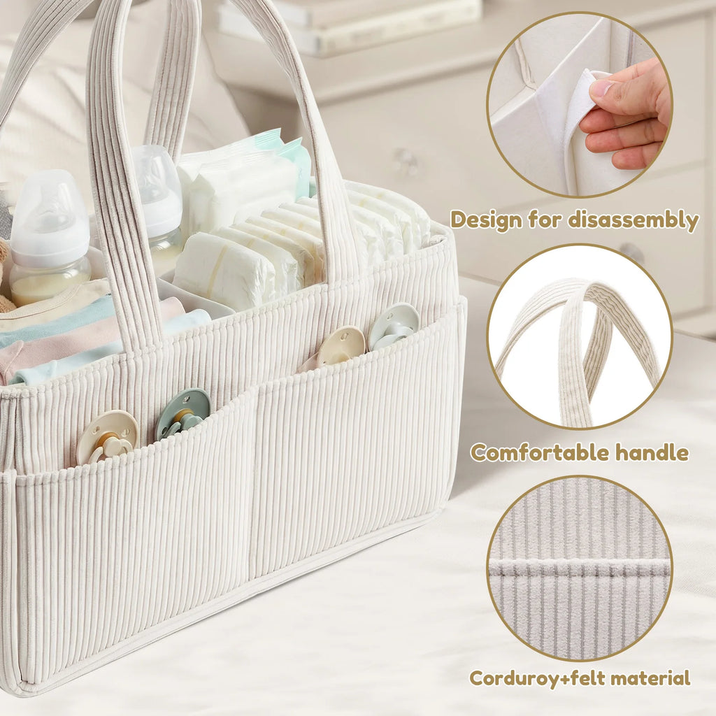 Corduroy Baby Diaper Caddy Organizer