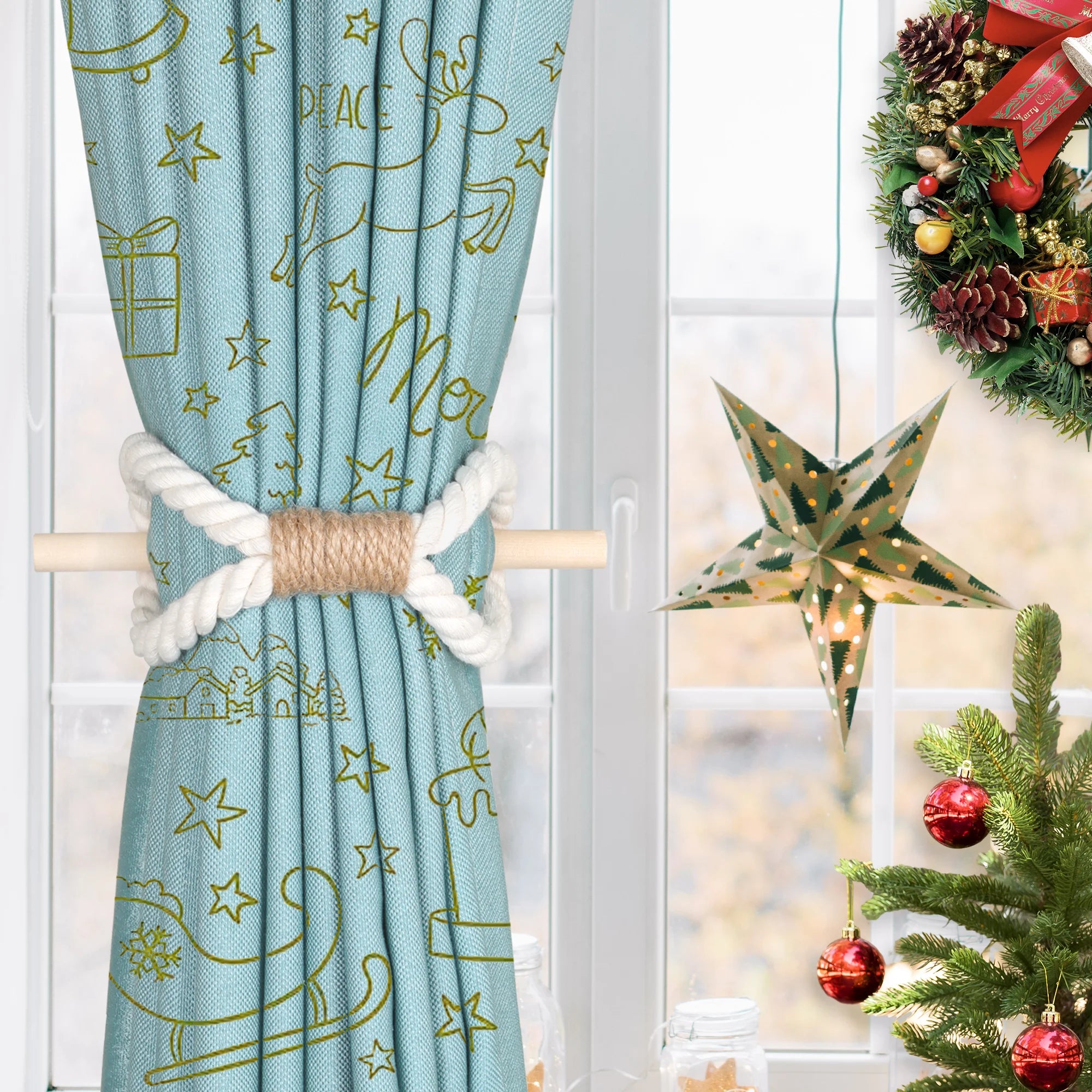 1pc Solid Wooden Stick, Simple Curtain Binding Rope, Curtain Tieback, Curtain Buckle Curtain Holdback For Room Decor home decor