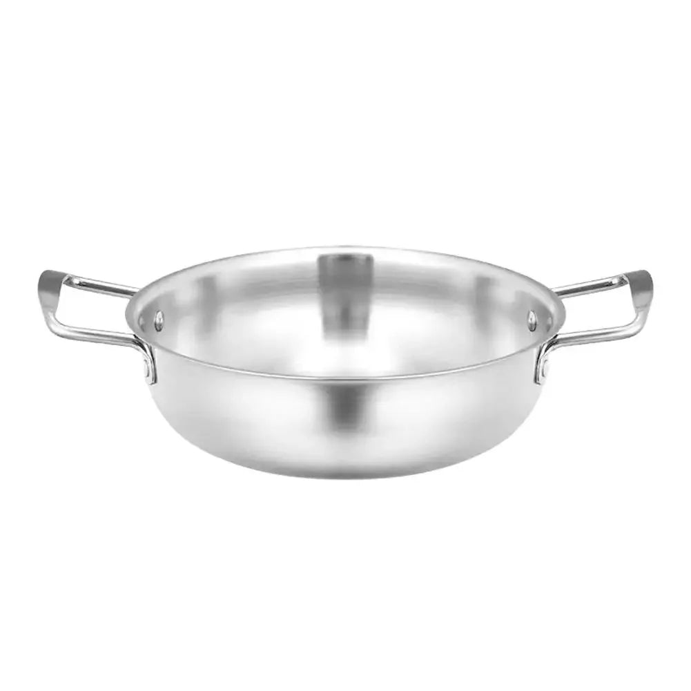 Stainless Steel Instant Noodle Pot Single Person Small Dry Double Flat Pot Seafood Ear Gas Bottomed Household Soup Pot Hotp W4Q0
