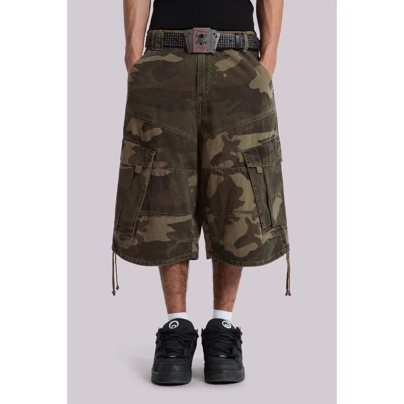 Deeptown Y2K Camouflage Cargo Jorts Women Man Baggy Hip Hop Style