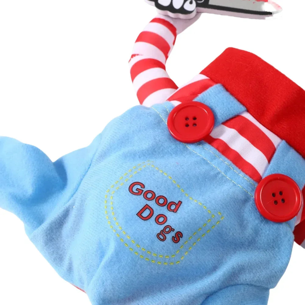Halloween Funny Dog Costume Chucky Horror Cosplay Sweatshirt Set Comical Pet Party Outfits Jumpsuit Dress Comical Sweatshirt Set