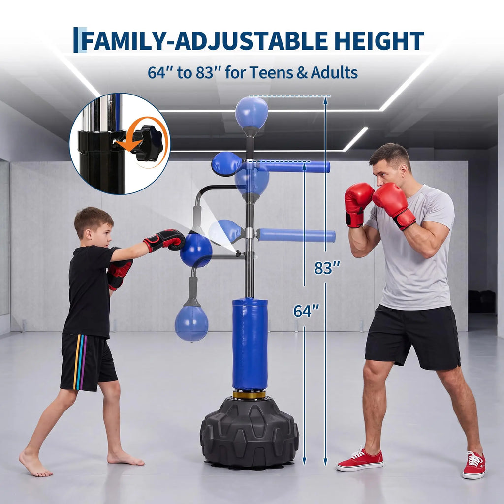 Height Adjustable Freestanding Boxing Bar with Swivel Bar and 2