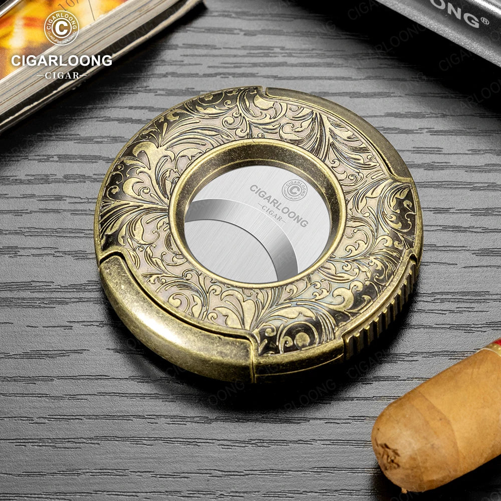 CIGARLOONG Cigar Cutter Portable Round Scissors Stainless Steel Large Caliber Smooth Flat Cutter Art Gift Box Packaging CE-25FJ