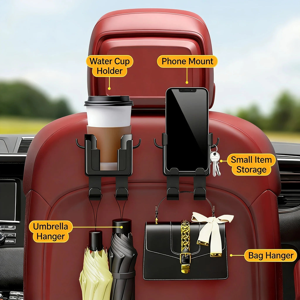 Car Seat Backrest Storage Rack with Cup Holder