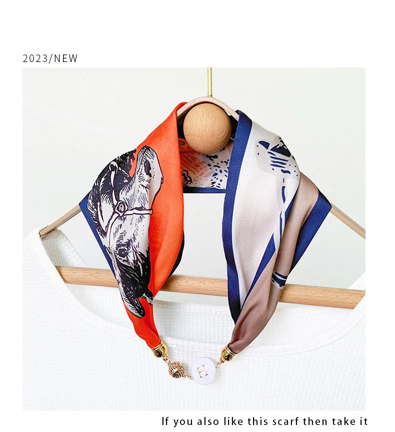 Imitation Silk Scarf Magnetic Buckle Necklace Pendant Wearing Spring and Autumn Cervical Protection for Women