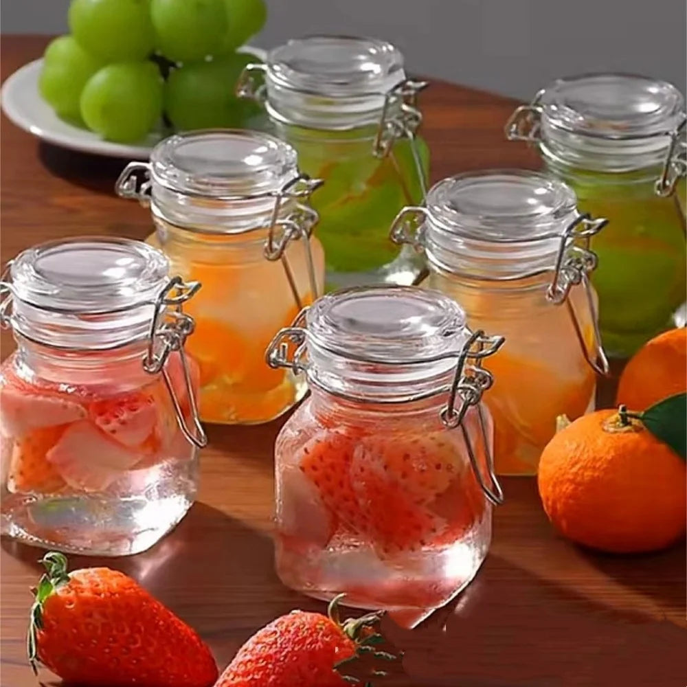 Buckle Glass Jar Transparent Airtight Glass Jar Wide Mouth Container Stylish Sealed Storage Jar For Spice Organization Coffee