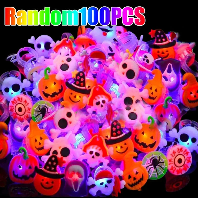 LED Luminous Halloween Toys Pumpkin Ghost Skull Glowing in Dark Fingers Toys with Light Birthday Party Decoration Props Supplies
