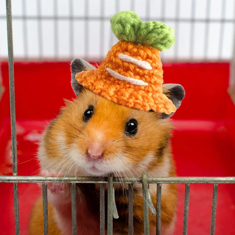 Cute Handmade Knitted Hat Hamster Decoration Chipmunk Guinea Pig Hamster Accessories Hamster Toy Supplies Small Pet Hat