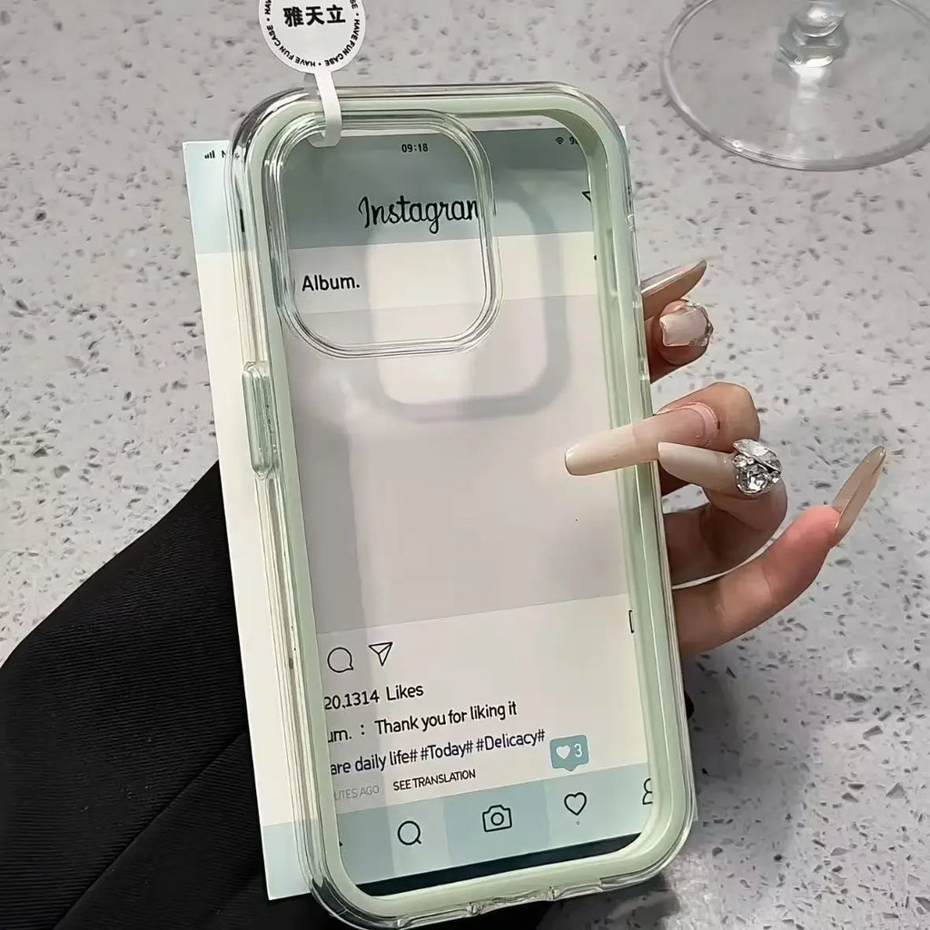 Luxury Candy Color Frame Clear Back Phone Case For iPhone 17 Air 16 15 14 13 12 18 Pro Max Plus Acrylic Shockproof Bumper Cover