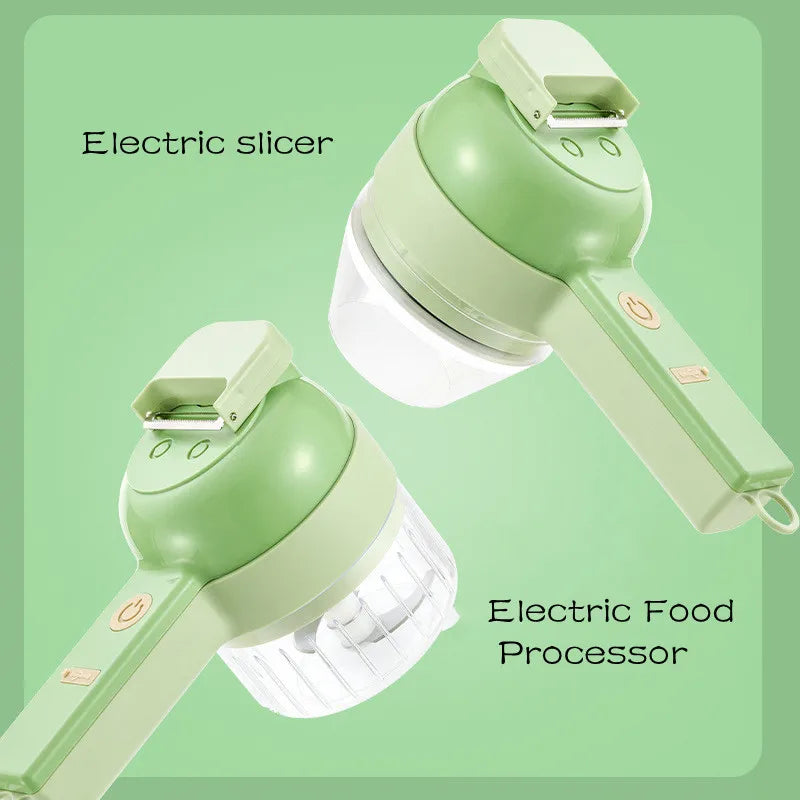 4In1 Electric Vegetable Cutter Set Handheld Wireless Electric Garlic