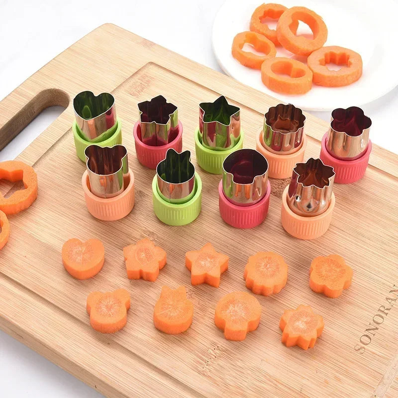3/12Pcs Star Heart Shape Vegetables Cutter Plastic Handle Portable
