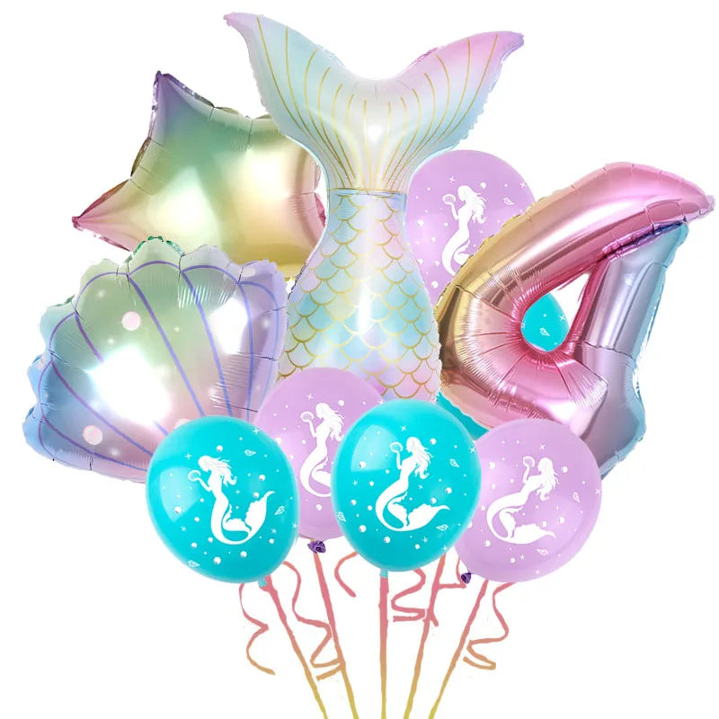 Mermaid Birthday Party Decoration Disposable Tableware Set Little Mermaid Tail Plates Girl Mermaid Party Supplies Wedding Decor