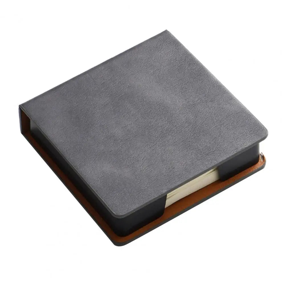 Desk Organizer with Note Paper Note Box with Grooves Imitation Leather Sticky Notes Holder with Lid Cover Name Cards Organizer