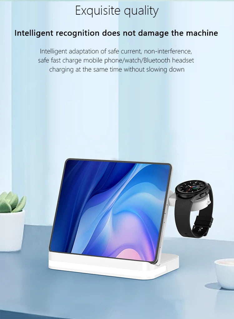 6 In 1 Wireless Charger Stand For iPhone Samsung S23 S22 Ultra Note Fold Galaxy Watch 5 4 Active Buds Fast Charging Dock Station