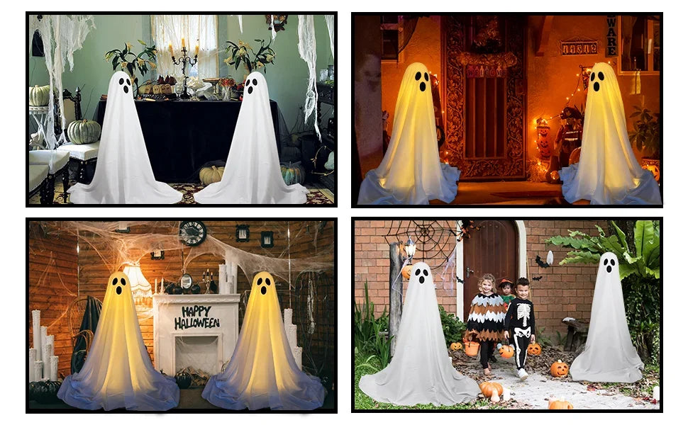 Spooky Ghost Halloween Decor Light Strings Battery  Home Decor  Standing Ghost Porch Courtyard Standing Halloween Decoration
