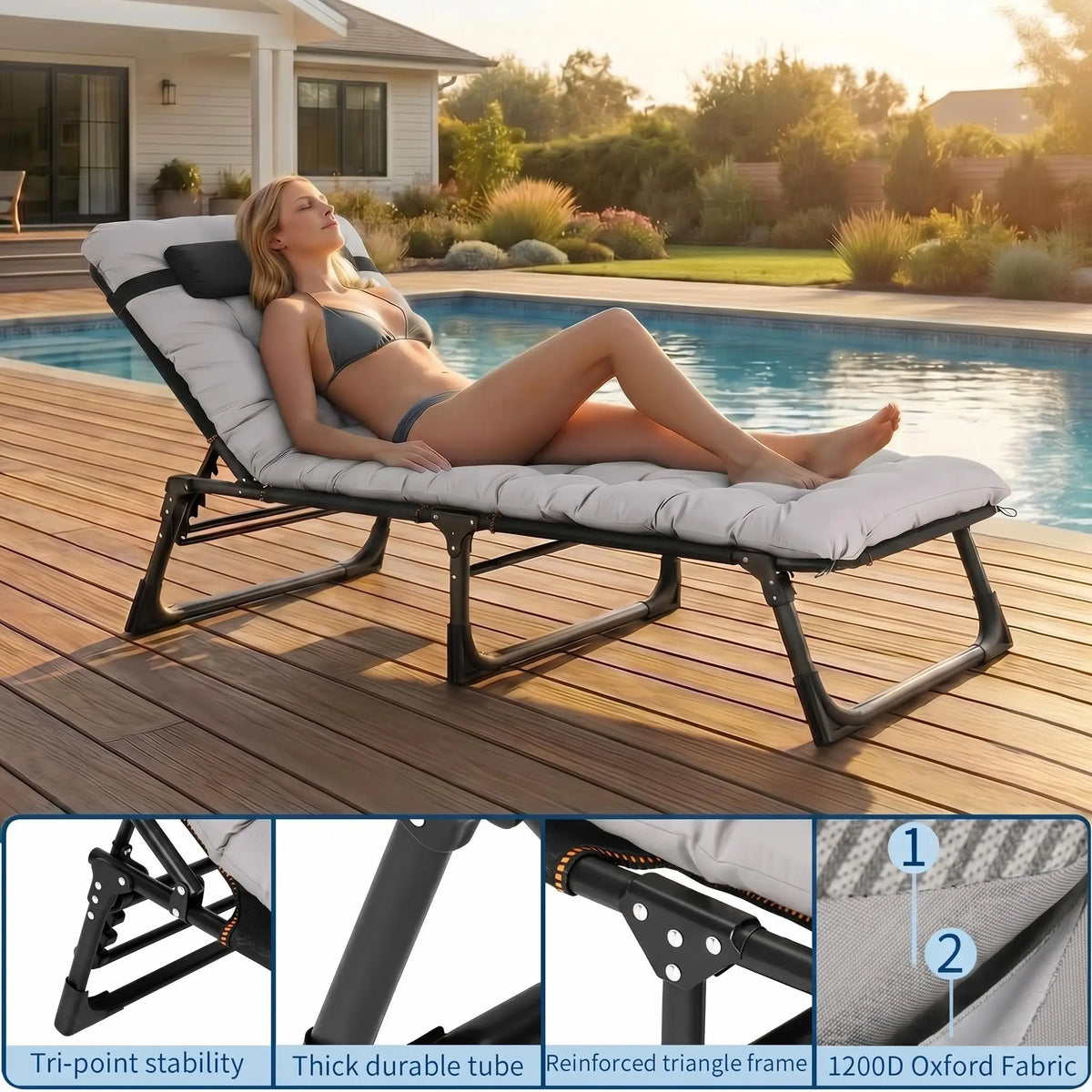 Heavy-Duty Tri-Fold Camping Cot With Mattress