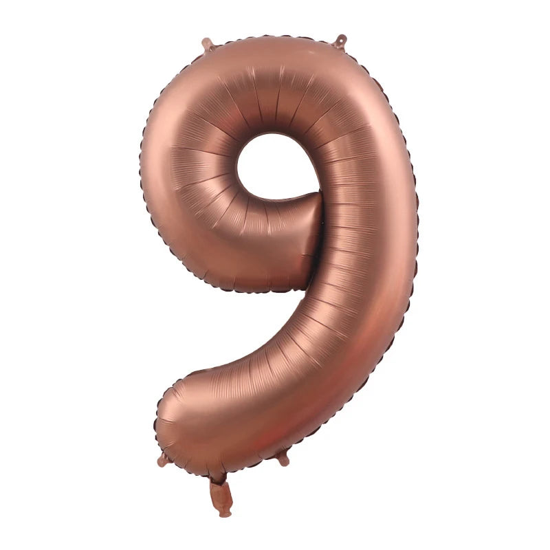 10/5/1Pc Brown Beige Cream 18inch Heart Balloons Cream Number Balloons 1 2 3 4 5 6 Birthday Number Foil Balloon Helium Air Globo