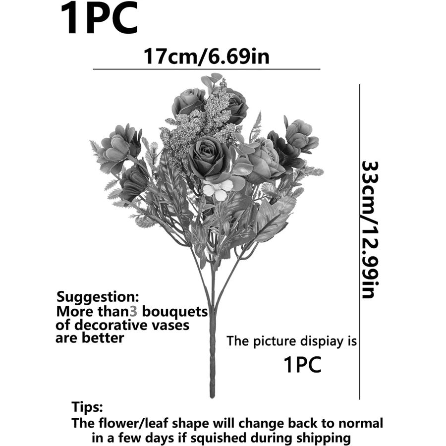 2/4pcs Artificial Flowers Roses Silk Wedding Home Room Table Vase Fillers Festival Outdoor Garden Couryard Decor Bridal Bouquets