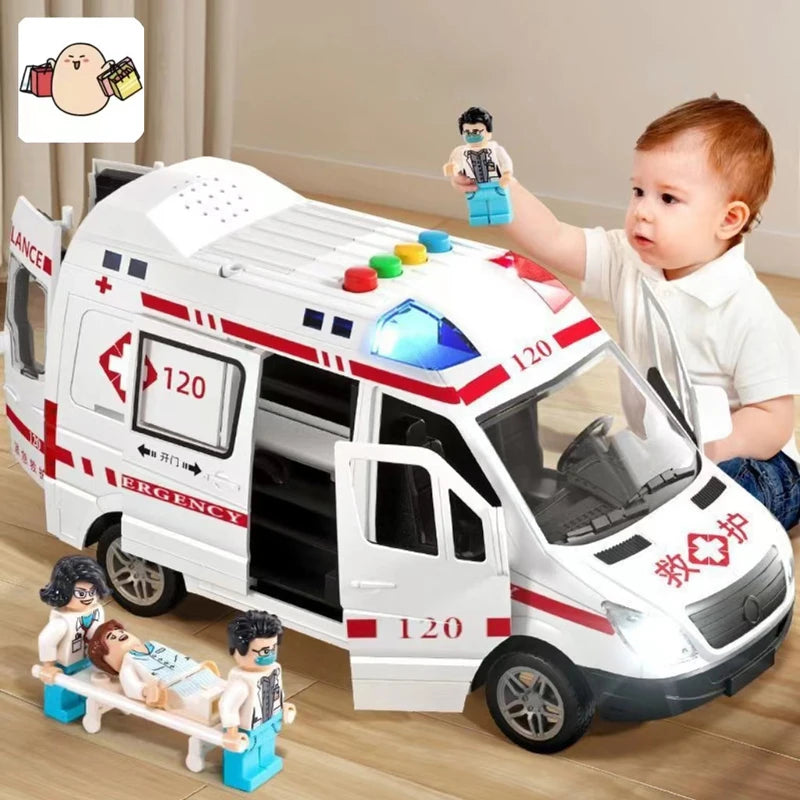 1:24 Die-Cast Ambulance Toy, Pull-Back