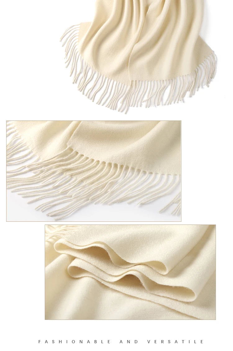 LONGMING 100% Merino Wool Knitted Shawl New Women Autumn Fashion Classic Plaid Solid Scarf Winter Warm Knottable Muffler for Man