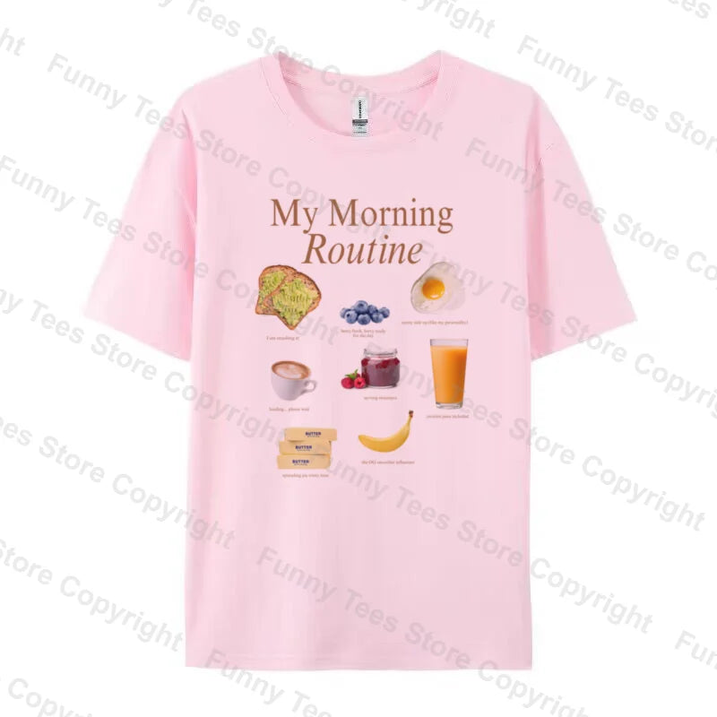 Y2k Aesthetic Breakfast T-Shirts for Women 2026 Summer Oversized Cotton Graphic Tees Cute Foodie Shirt Unisex Fashion Streetwear