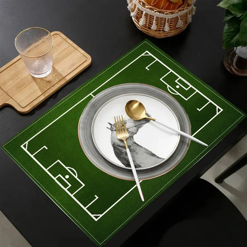 Football Field Print Table Mats, Set