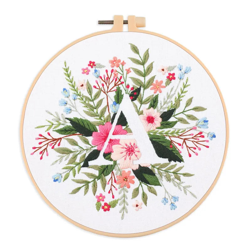 Embroidery Kit for Christmas DIY Wreath Printed Pattern Flower Cross Stitch Set Needlework Hoop Handmade Sewing Art Craft Kit
