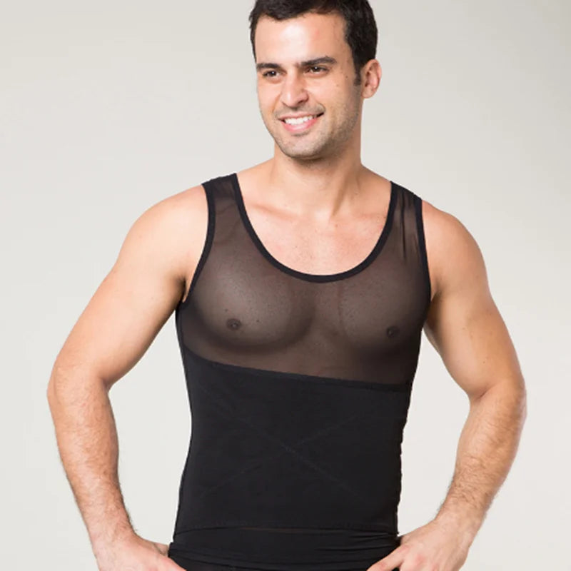 Men's Breathable Compression Tummy Control Undershirt Slimming Body Shaper Sleeveless Tank Top Shaping Spring/Summer Sweatshirt