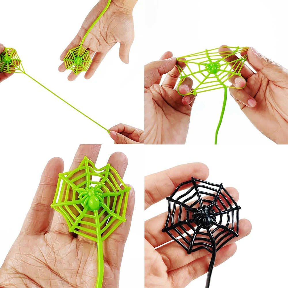 8/12/24Pcs Spider Party Favor Colorful Sticky Hands Spider Web Classroom Prizes Halloween Party Favor Spider Theme Birthday Gift