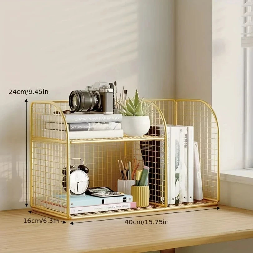 Desktop Bookshelf Tiered Desk Organizer - Durable Bookshelf For Office, Student Desk Shelves Racks Storage Holders Organizer