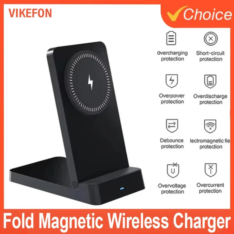 Magnetic Fast Charging Station 15W Wireless Charger Desktop Fold Smart Phone Holder Charge For Magsafe iPhone 16 15 14 13 12 Pro