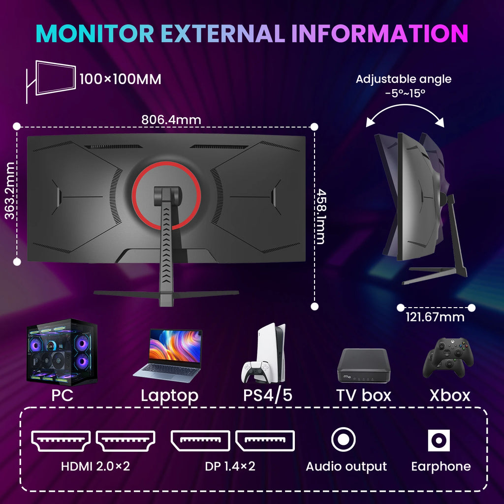LXZ 34 Inch Ultrawide Curved Gaming Monitor