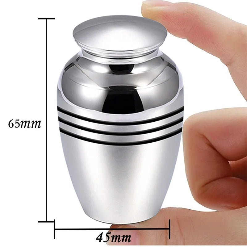 Silver Beautiful Small Mini Keepsake Urn for Human or Pet Ashes, Set of 4, Hard Metal Cremation Urns, Mini Funeral Urns