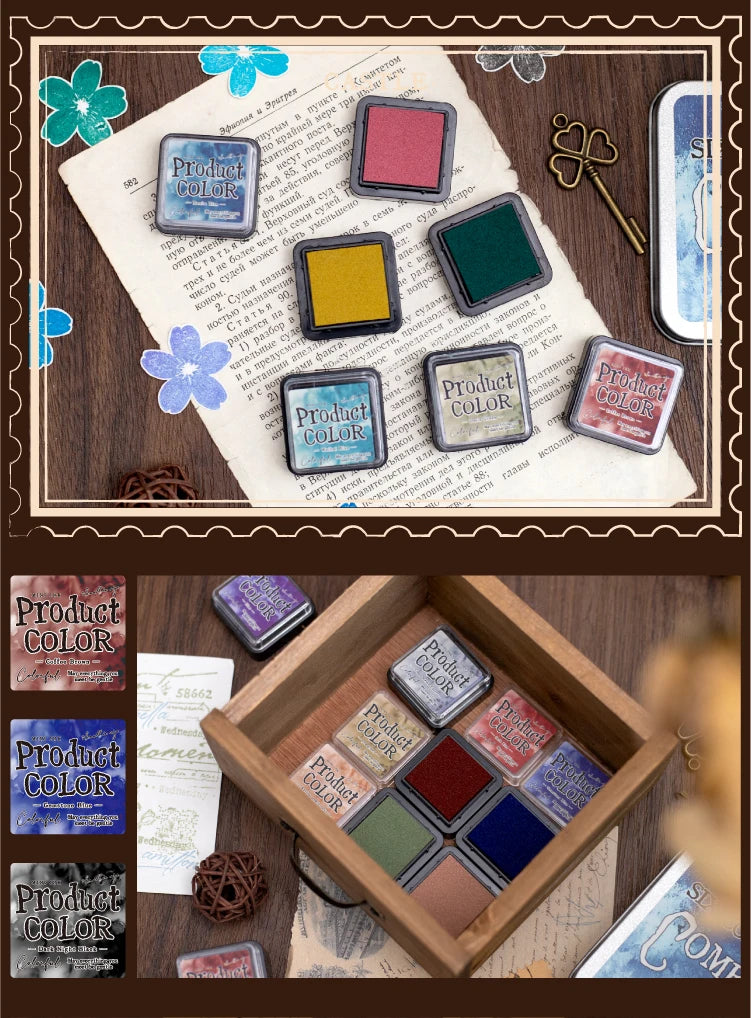 6 Pcs Colorfull Multicolor Ink Pad Set Student Planner Handmade Self Ink Stamp Inkpad School Accessories Stationery Supplies