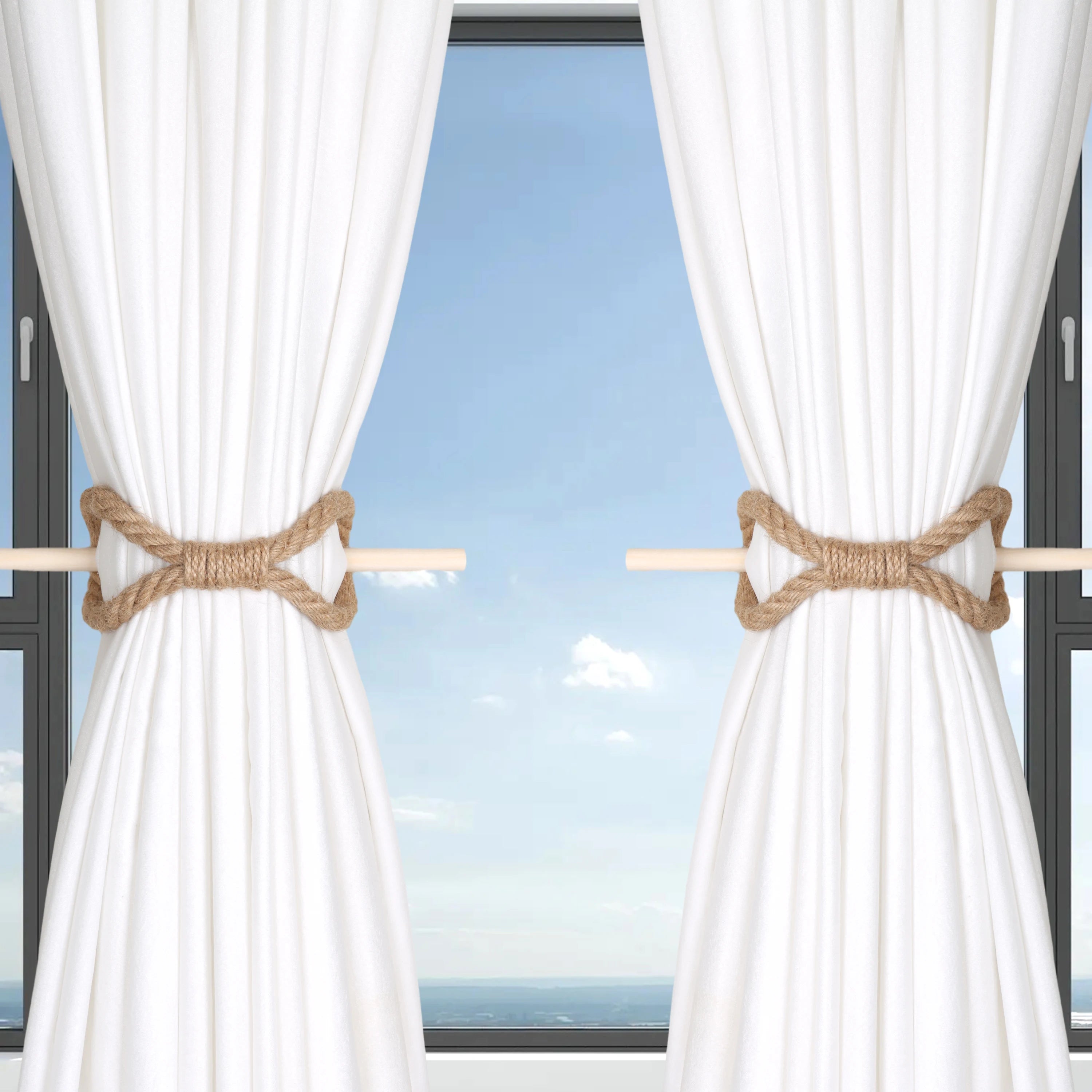 1pc Solid Wooden Stick, Simple Curtain Binding Rope, Curtain Tieback, Curtain Buckle Curtain Holdback For Room Decor home decor