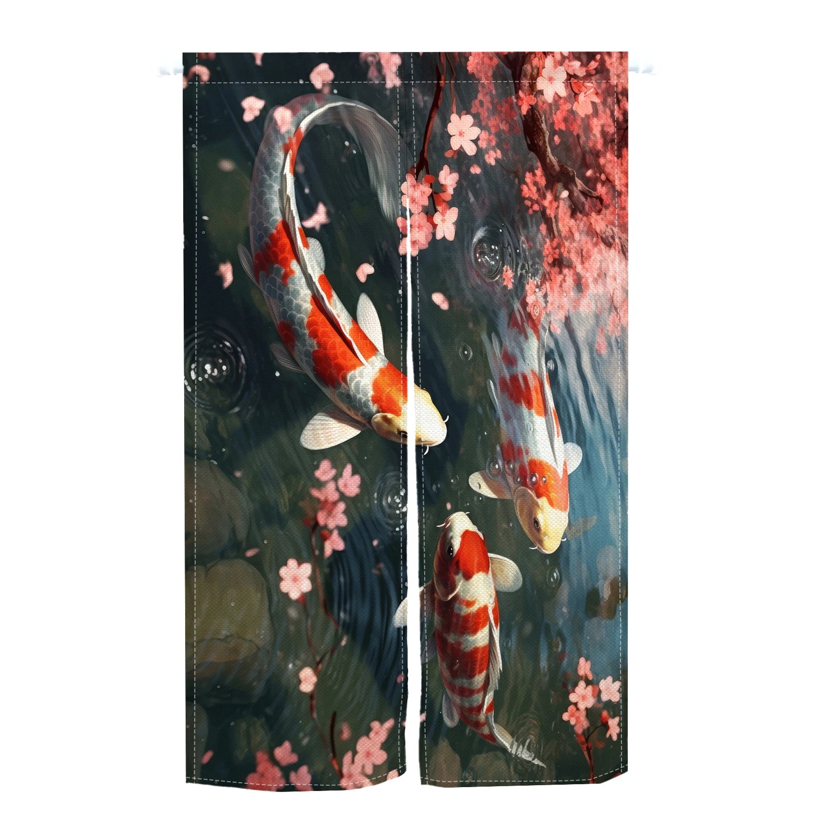 Japanese Koi Fish Door Curtain Fengshui Kitchen Bedroom Linen Doorway Curtain Entrance Hanging Half Curtain Partition Curtain