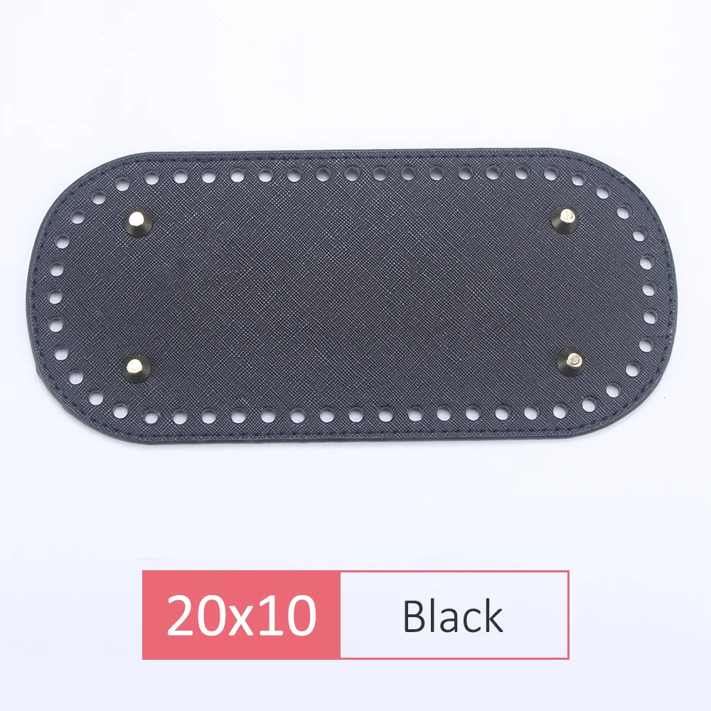 QJH 1 Pcs PU Leather Oval/Round Long Knitting Crochet Bags Bottom for Thick Yarn DIY Weaving Supplies Home Decor Purse Making
