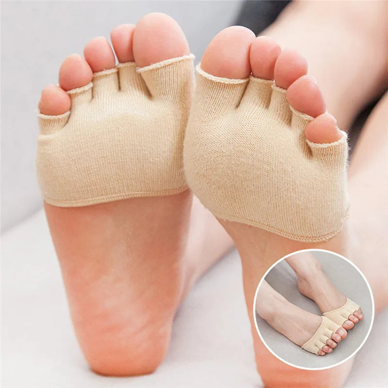 1 Pair Women Five Finger Socks Sweat Absorb Invisible Soft Foot Care Unisex Breathable Forefoot Nursing Toe Socks
