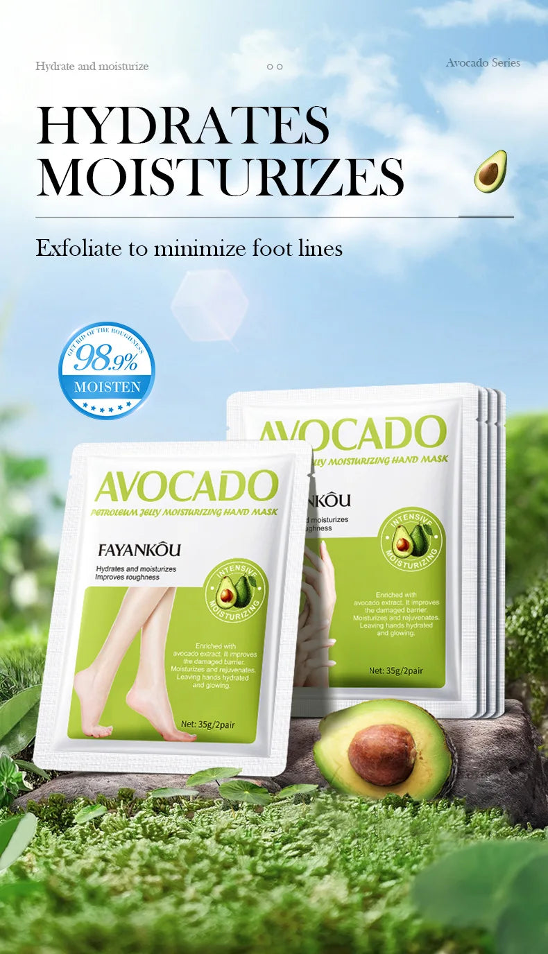 1/3/5 Pairs Avocado Exfoliating Foot Mask Feet Pedicure Remove Dead Skin Moisturizing Foot Exfoliator Feet Masks Skin Care