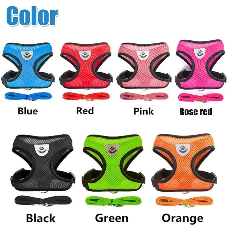 Reflective Breathable Mesh Dog Harness with Leash