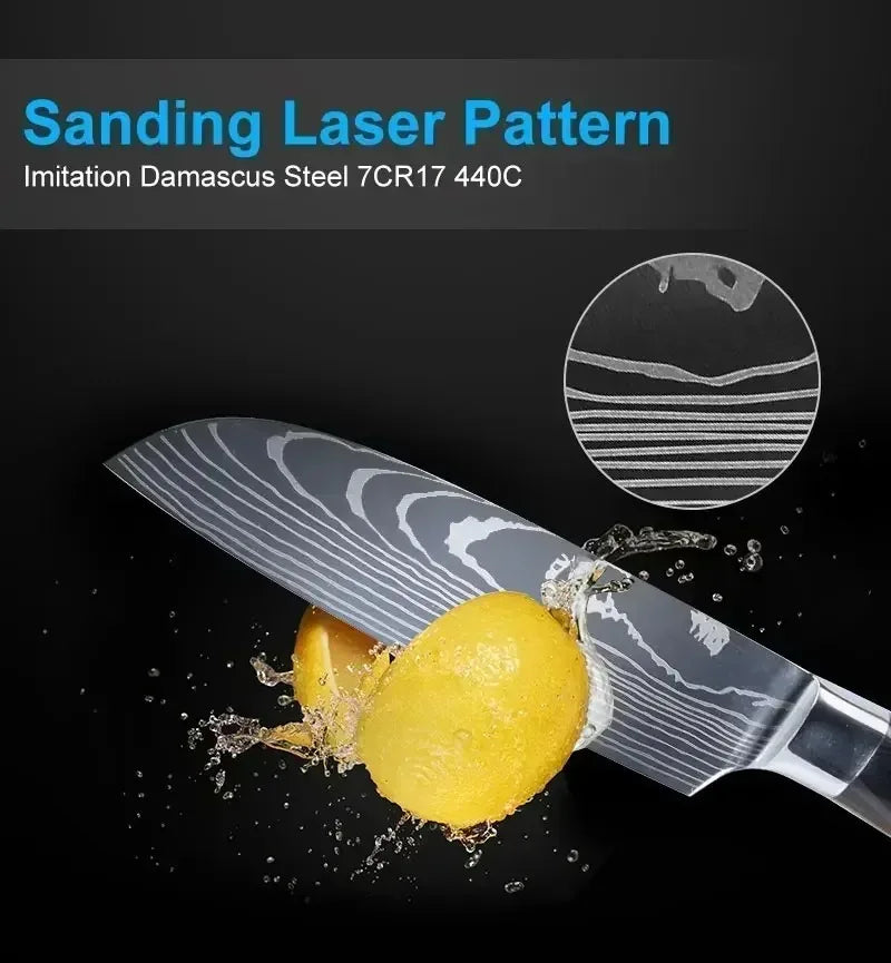 Professional Kitchen Knives Damascus Japanese Santoku Cleaver Slicing Knife Stainless Steel Boning Knife Butcher Cleaver Knife