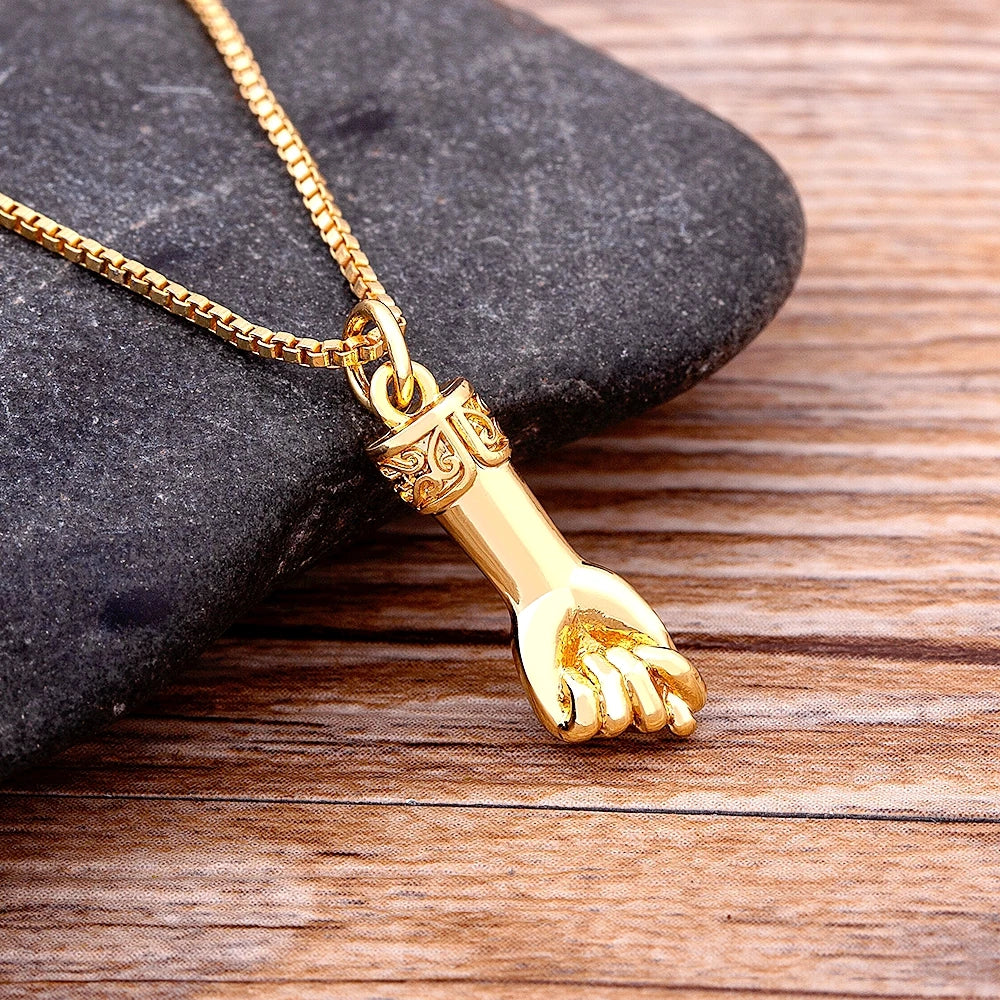 AIBEF Classic Gold Plated Copper Wristband Pendant Necklace Women Creative Design Sports Style Fashion Party Personalized Gifts