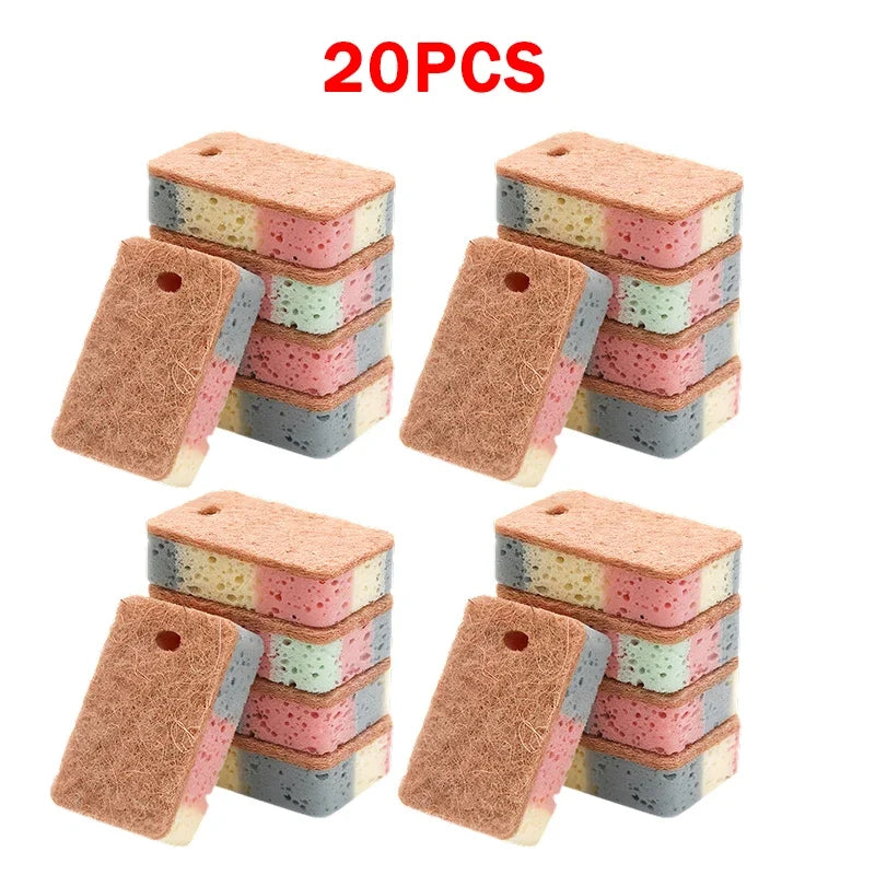 Natural Dish Scrubbing  Kitchen Cleaning Sponge Rub Wood Pulp Cotton Dishwashing Sponge Scouring Pad Kitchen Rag Dish Cloth