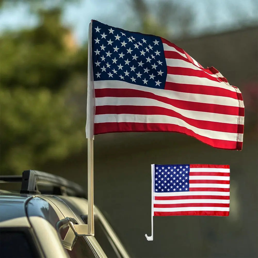 Aerlxemrbrae  Customized 30x45cm  car flags polyester fiber flags with 45cm plastic flagpoles