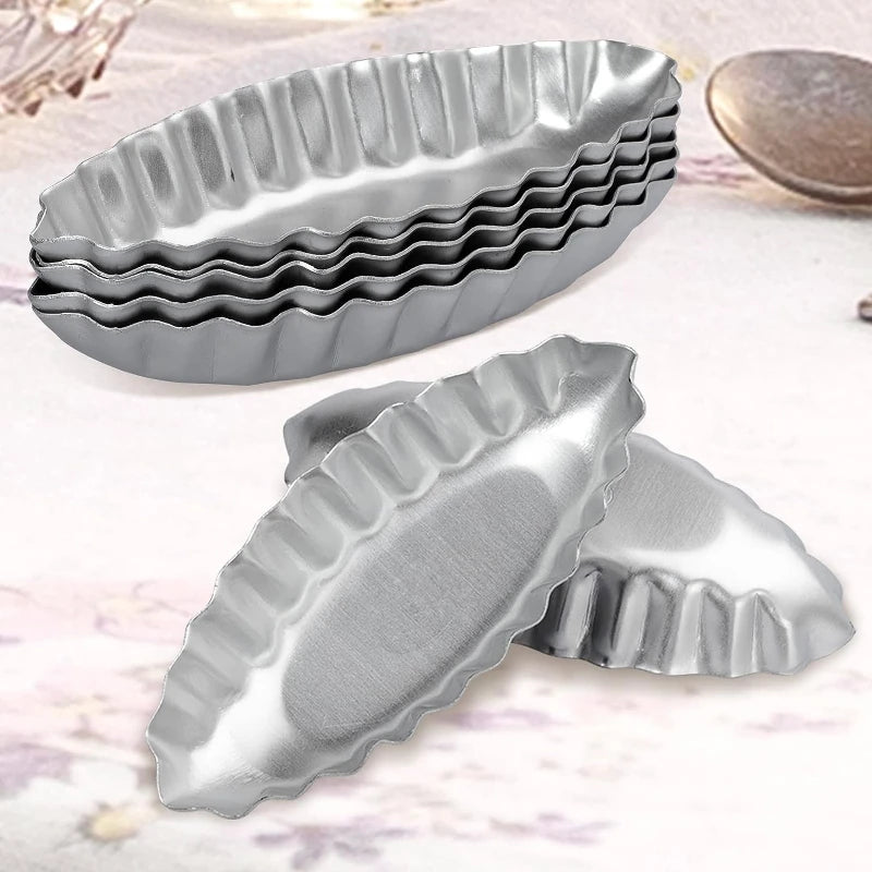 5/10/15pcs Boat Shape Egg Tart Mold Aluminum Cookies Fruit Cake Moulds For Kitchen Pudding Pastry Baking Decorating Tools