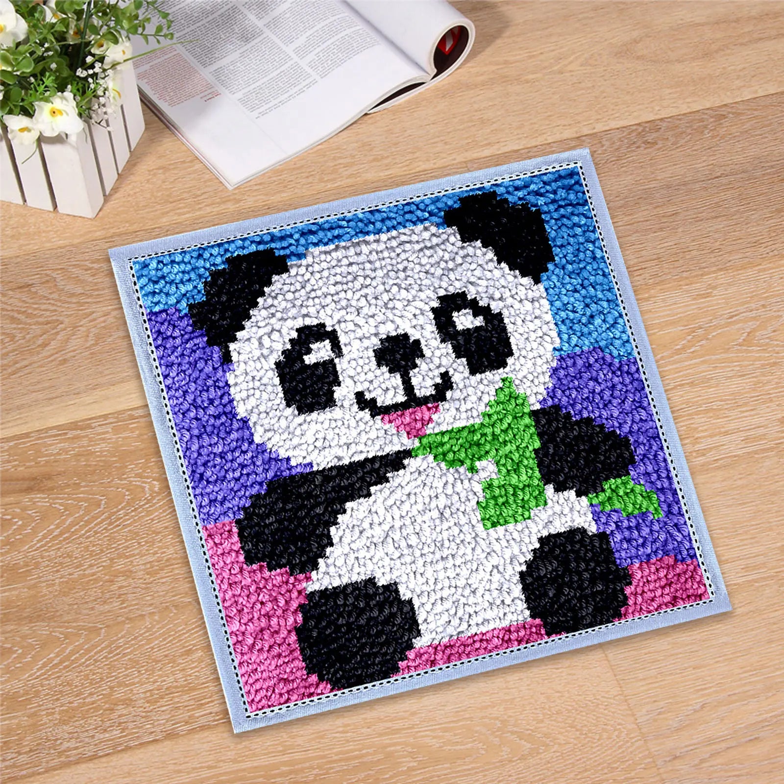 DIY Carpet Embroidery Set with Printed Pattern Cartoon Latch Hook Rug Kits for Adults Beginners Kids Crochet Needlework Crafts