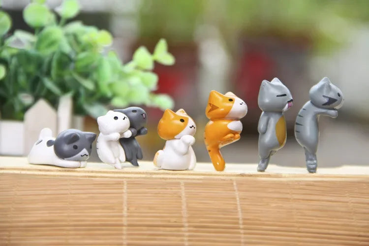1/6Pcs Funny Neko Atsume  Meow Mochi Dango Cat Flower Pot Micro Landscape Mini Doll  Balcony Decorations Flower Pot Home Decor