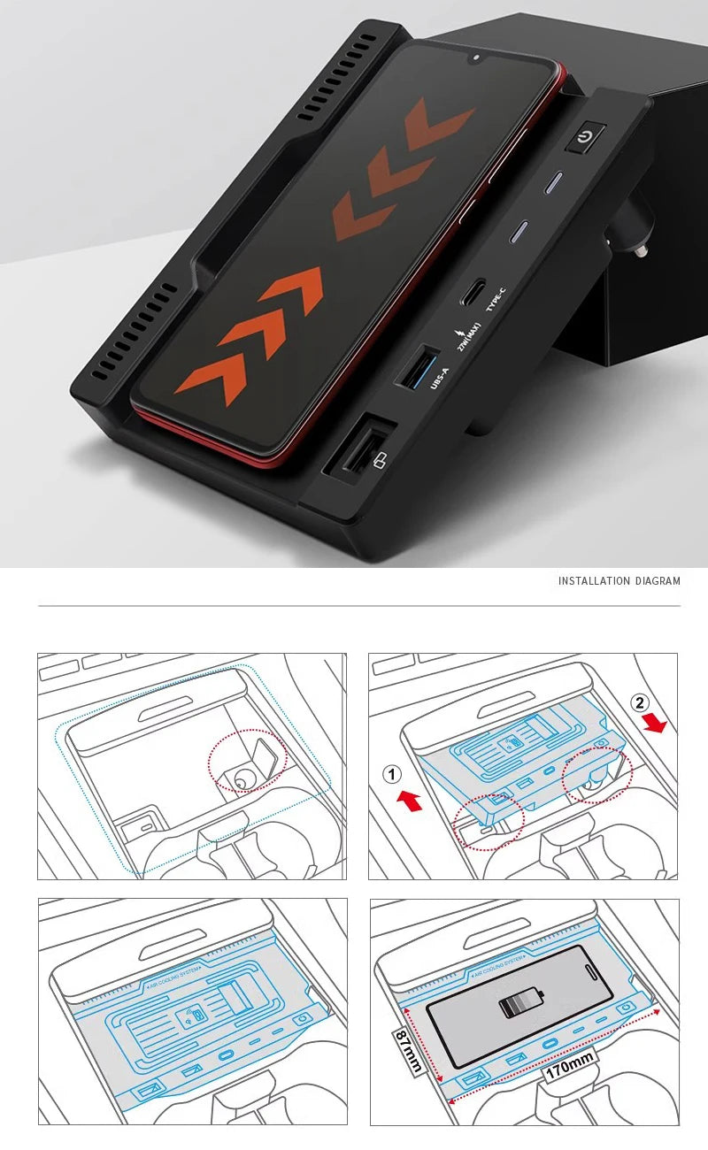 Wireless Charger For Mercedes Benz A/B GLB CLA GLA Class W177 W247 X247 AMG A35L Mobile Phone Type-c/USB Charging Accessories