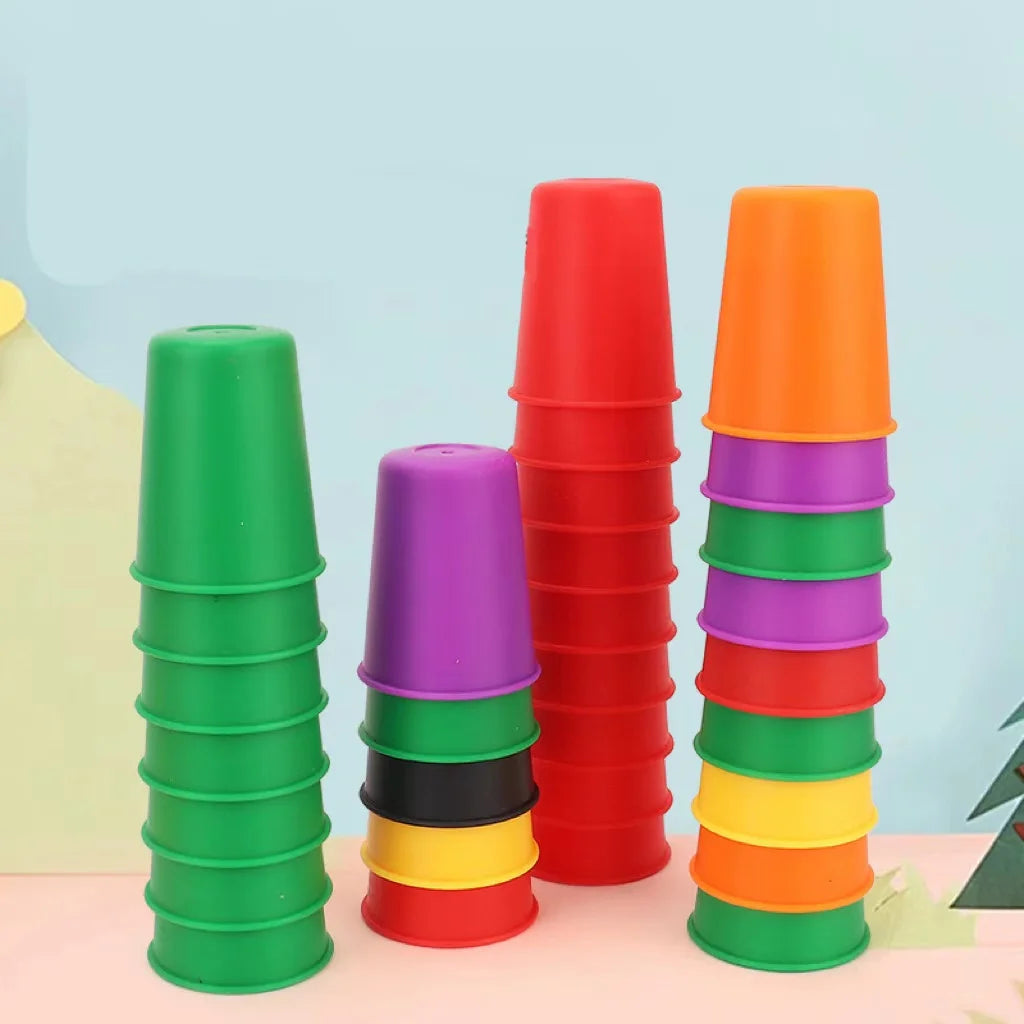 Montessori Toys Mini Stack Cup Game With Card Educational